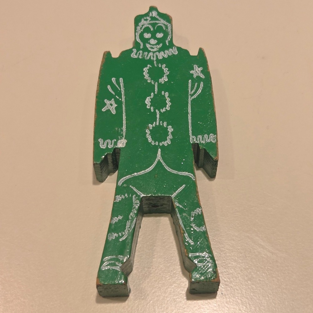 Vintage Bill Ding Handmade Wooden Balancing Toy‎ Figure Green